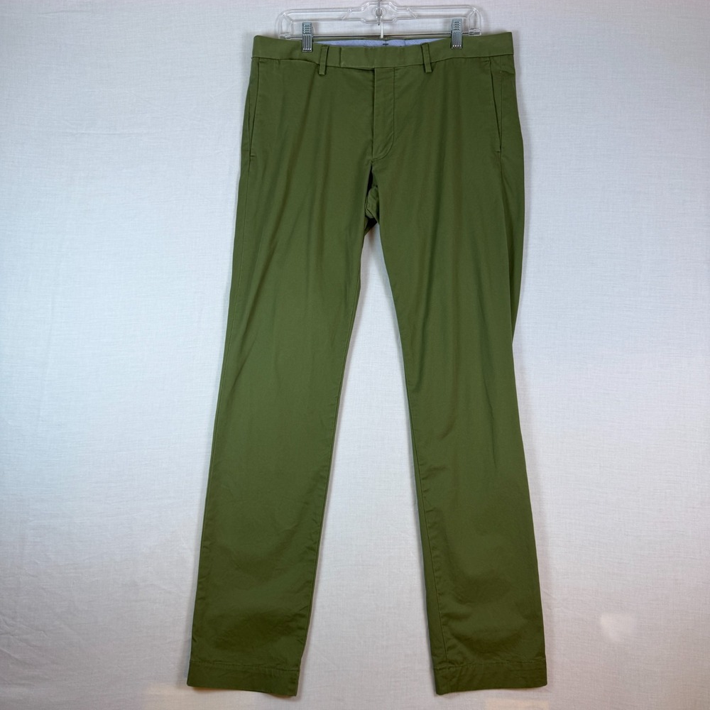 Ralph Lauren Chinos Tab Trousers Stretch Slim Fit Green Mens 32x33